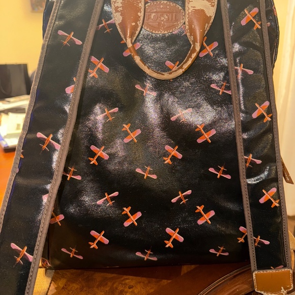 Fossil Coated Canvas Aviation Backpack, Airplanes design - Picture 5 of 16